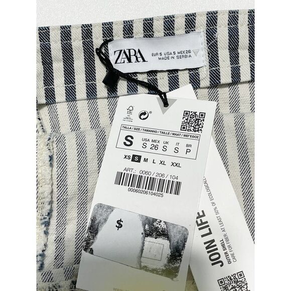 Zara Striped Denim Crop Bodice Tank Top Sleeveless‎ Blue White Small - Picture 3 of 12